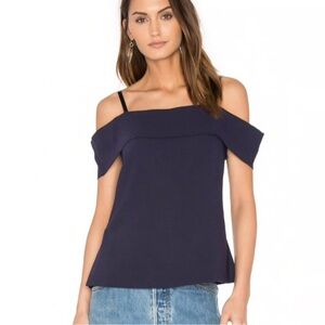 Elegant Elizabeth & James Navy Off-Shoulder Top